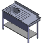 Table with sink and reinforced shelf Table with sink and reinforced shelf