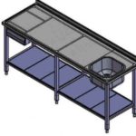 Table with sink, drawer and frame for modular shelves Table with sink, drawer and frame for modular shelves