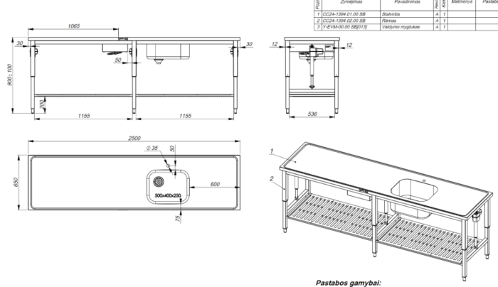 Recessed, electrically adjustable height table