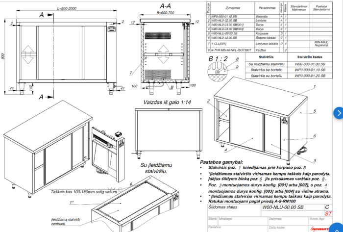 Heated cupboard with sliding doors
