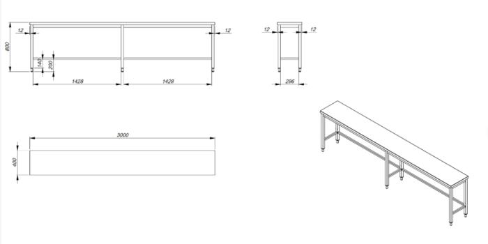 Table with open frame