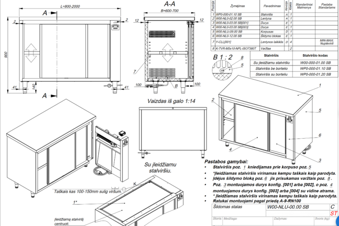 Heated cupboard with sliding doors