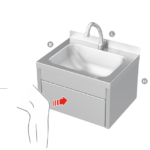 Handbasin with knee operated mixer