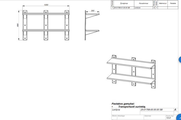 Wall shelf for equipment double