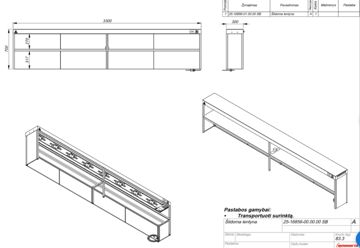 Upper heated shelf with neutral shelf