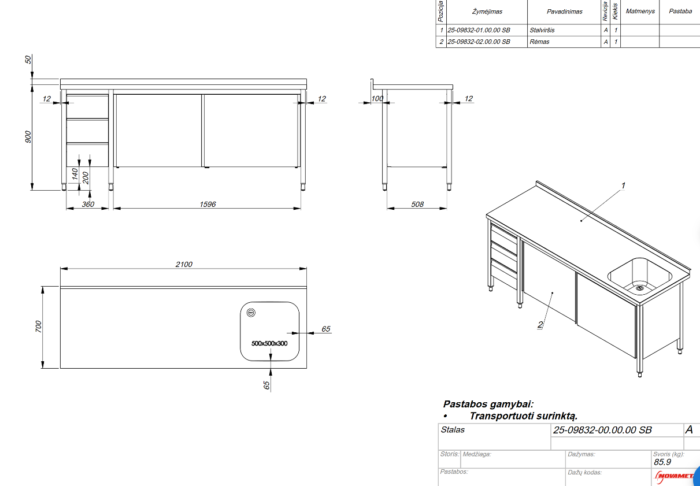 Worktable with sliding doors Worktable with sliding doors