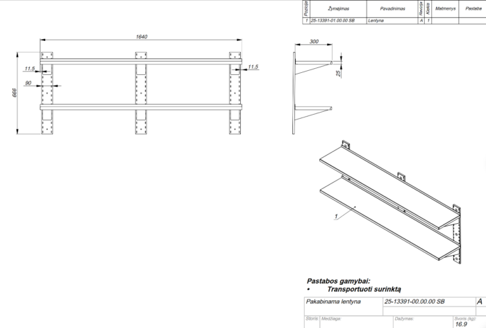 Wall shelf for equipment double